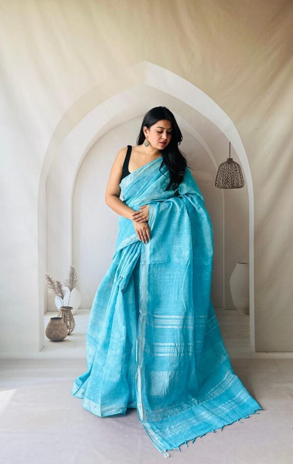 Hand Block Printed Linen Saree